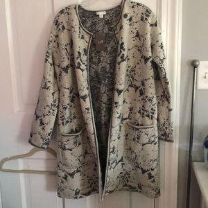 Designer gray and white long cardigan